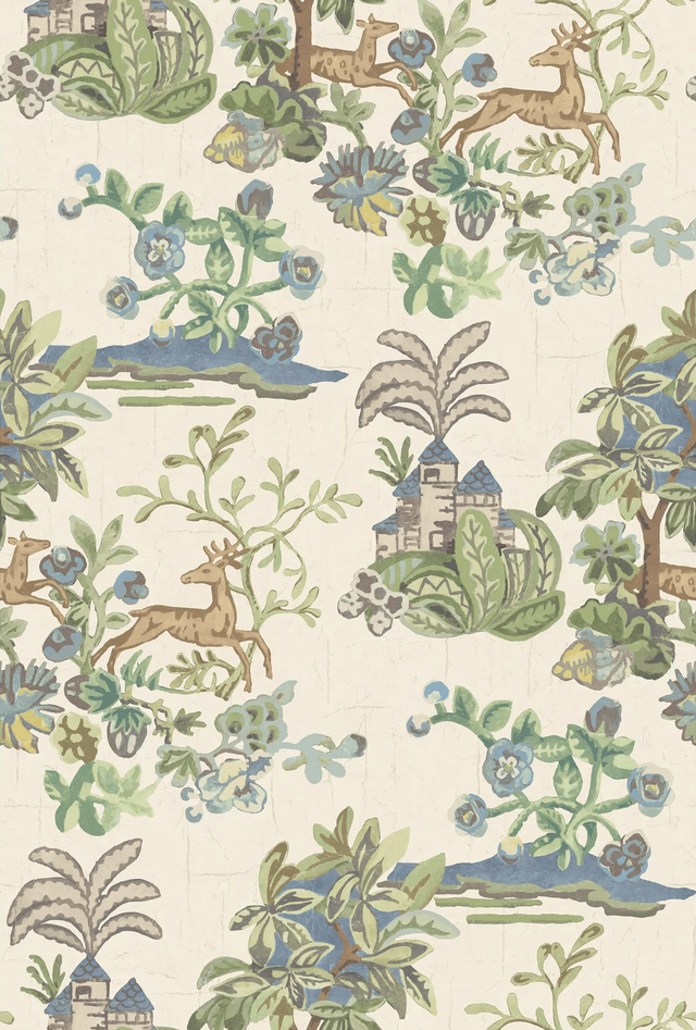 G P & J Baker KNIGHT'S TALE SAGE/BLUE Wallpaper