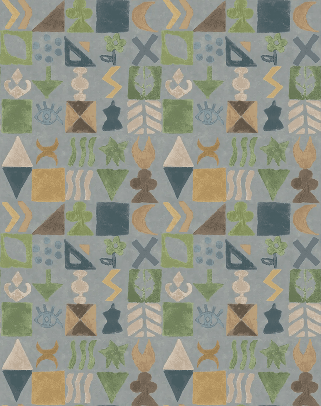 G P & J Baker POTATO PRINT BLUE Wallpaper