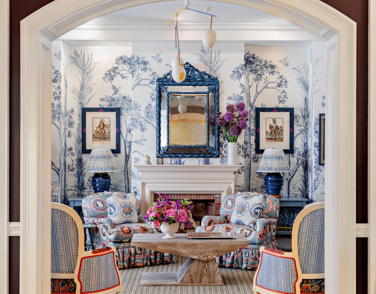 G P & J Baker TALL TREES DELFT BLUE Wallpaper