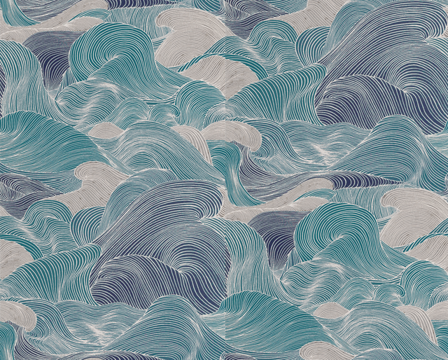 Brunschwig & Fils TOURBILLON LAPIS Wallpaper
