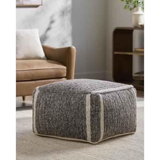 Surya Derby DRPF-004 14"H x 24"W x 24"D Pouf