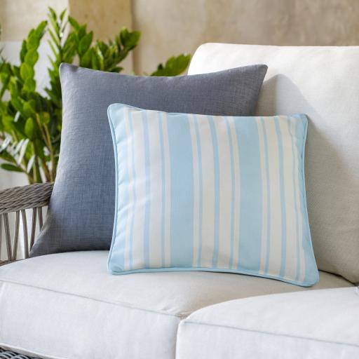 Surya Nautical Stripe NS-002 Aqua Ivory 20"H x 20"W Pillow Cover