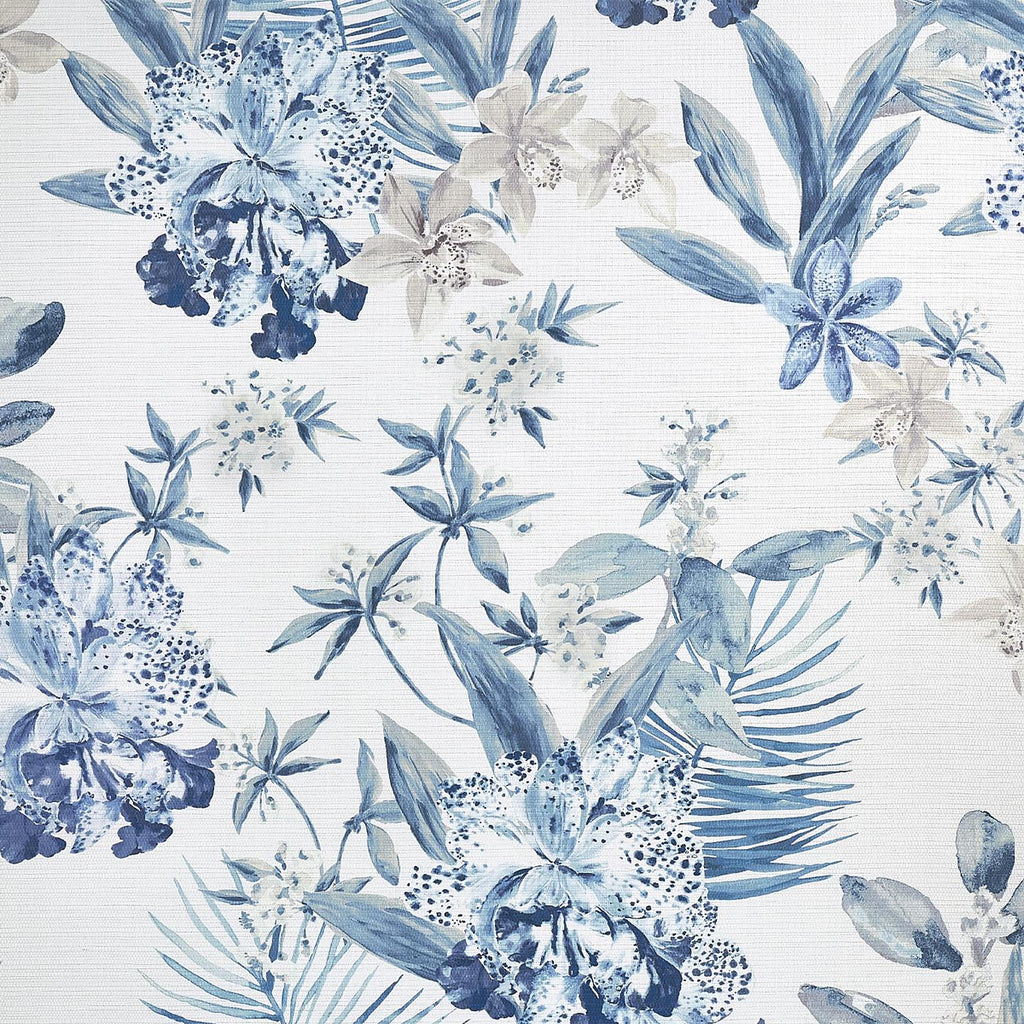 Phillip Jeffries NEW - Aloha Orchids Malibu Blue Wallpaper