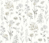 Brewster Home Fashions Flowers Light Grey Wallpaper