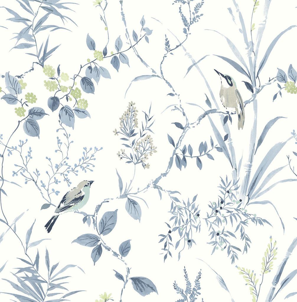 Brewster Home Fashions Birds Blueberry Wallpaper