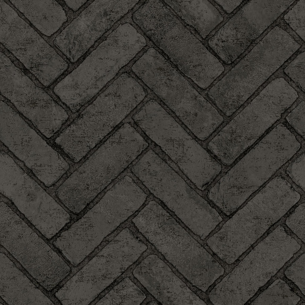 Brewster Home Fashions Brick Black Wallpaper