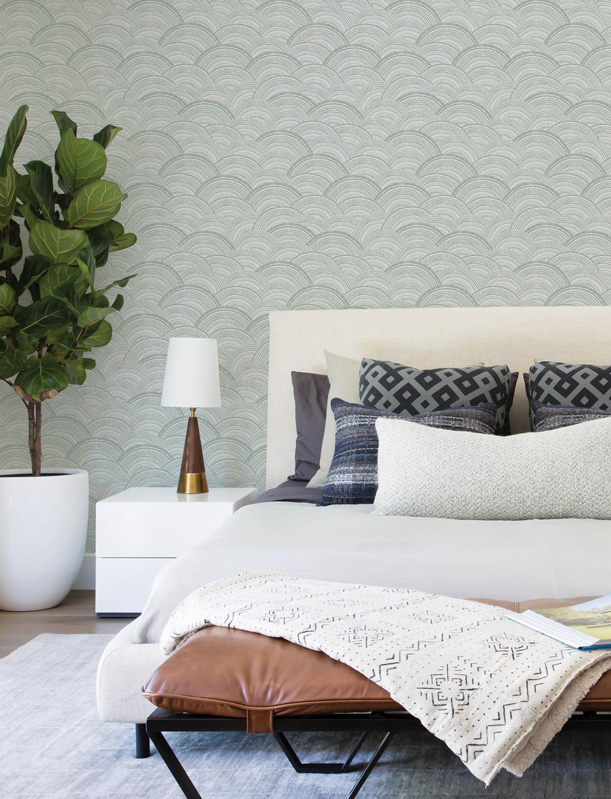 A-Street Prints Geometrics Sea Green Wallpaper