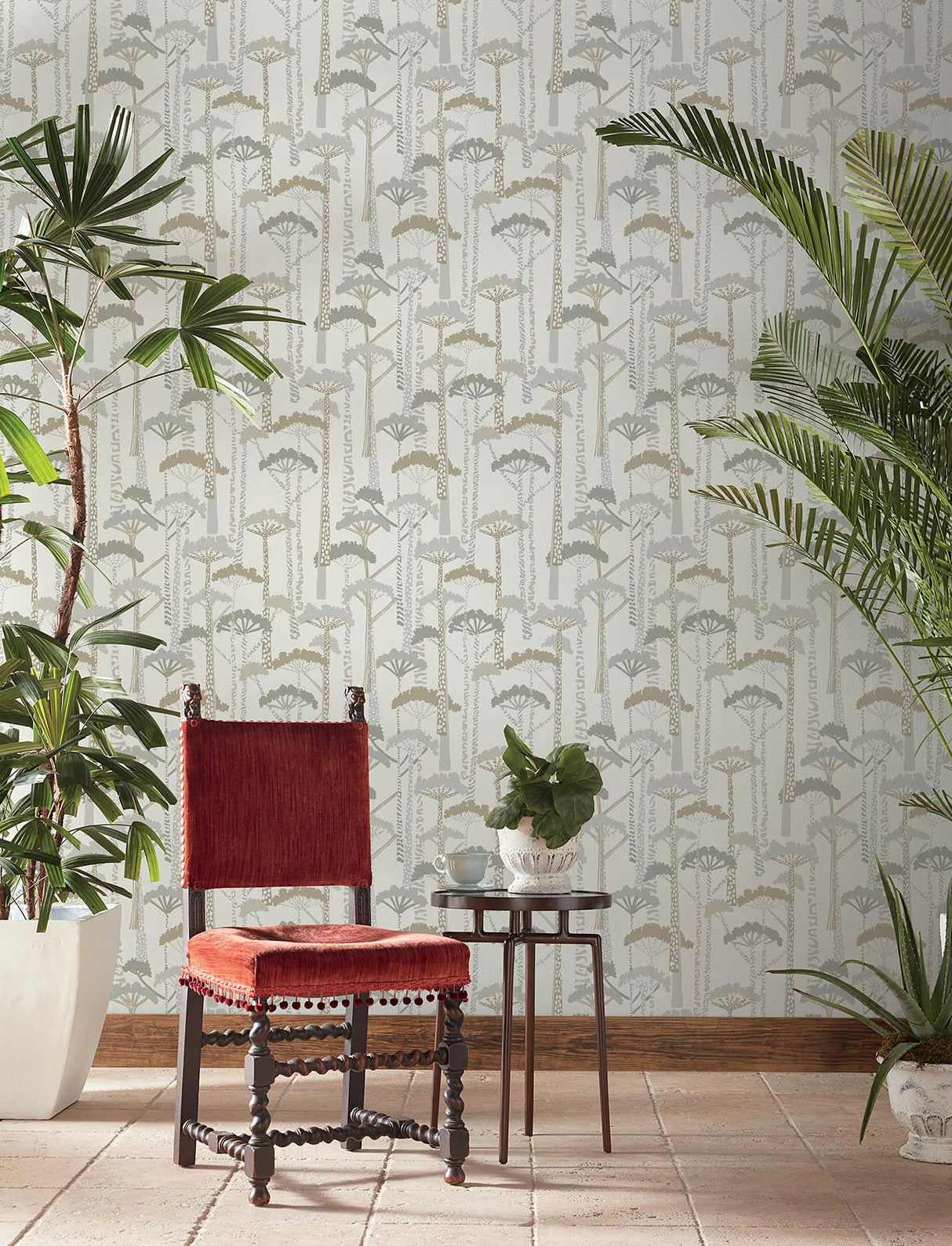 A-Street Prints Trees Metallic Wallpaper