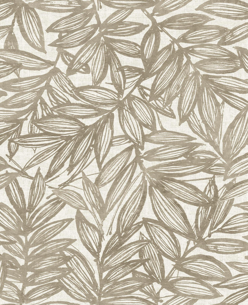 A-Street Prints Leaves Taupe Wallpaper