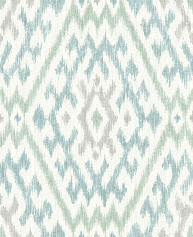 A-Street Prints Ikat Aqua Wallpaper