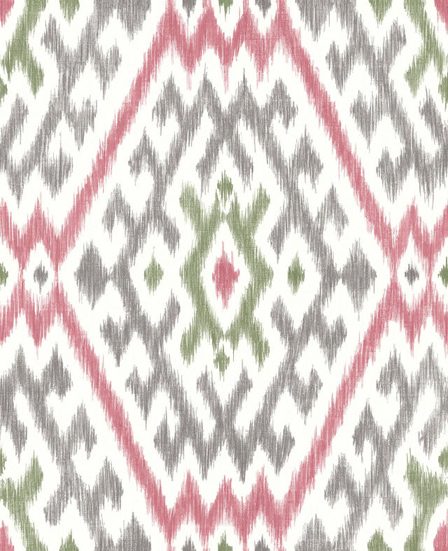 A-Street Prints Ikat Fuchsia Wallpaper
