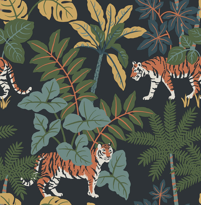 A-Street Prints Animals Navy Wallpaper