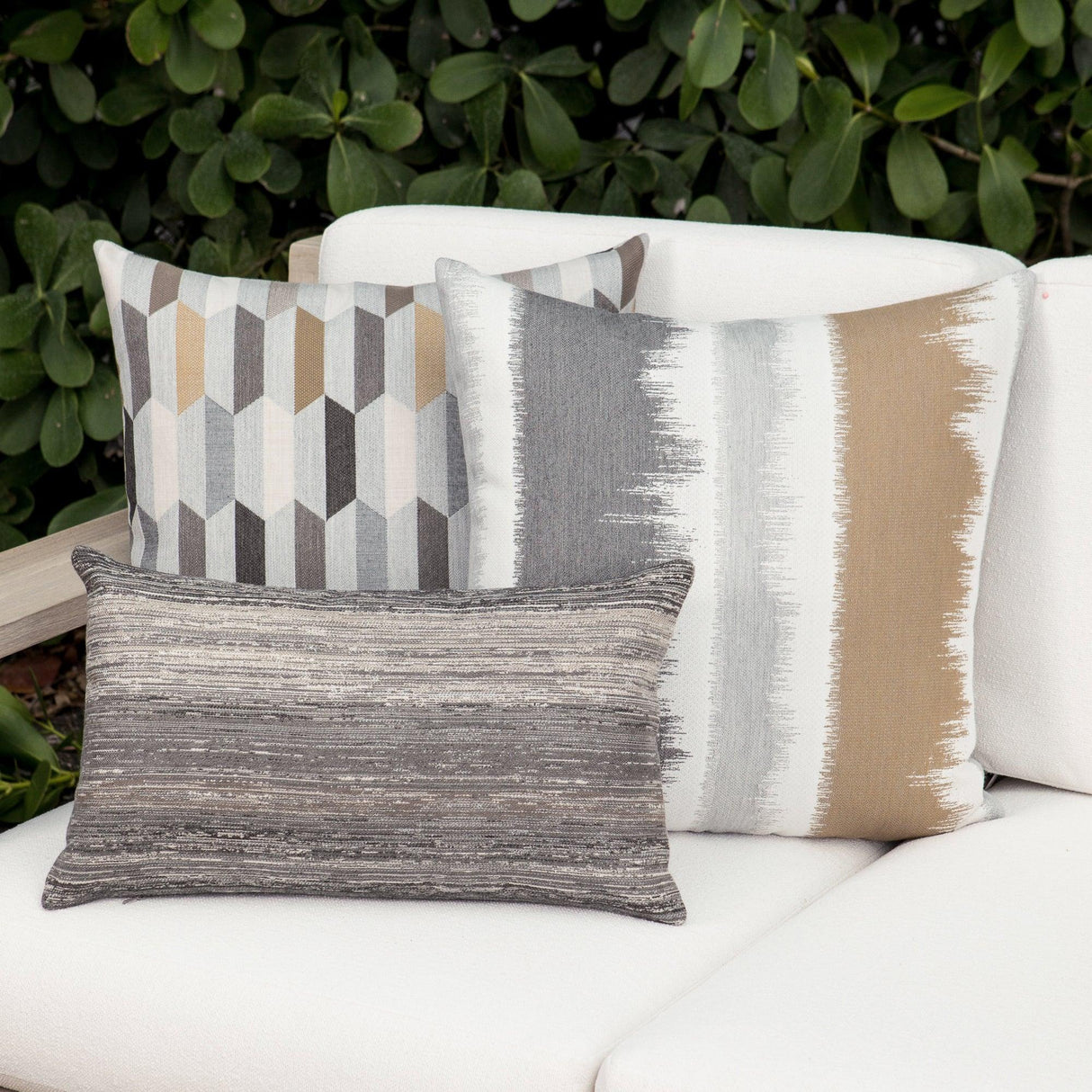 Elaine Smith Murmur Camel Gray 20"x20" Decorative Pillow
