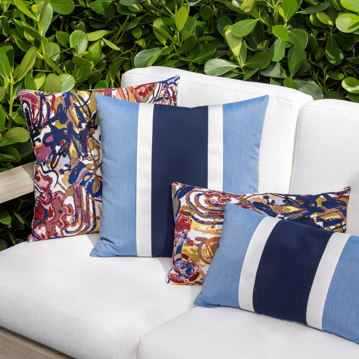 Elaine Smith Nevis Ocean Blue 22"x22" Decorative Pillow