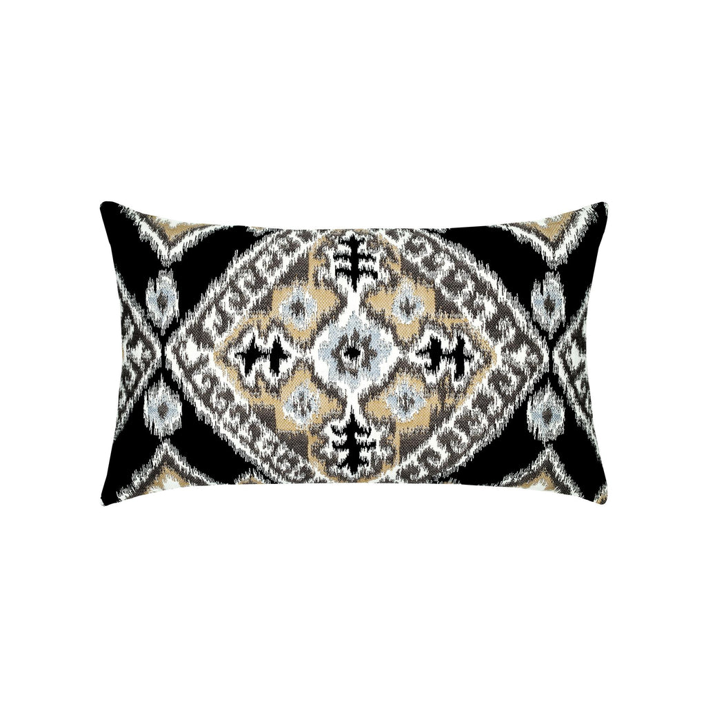 Elaine Smith Ikat Diamond Onyx, Dbl-Sided Black 12" x 20" Pillow