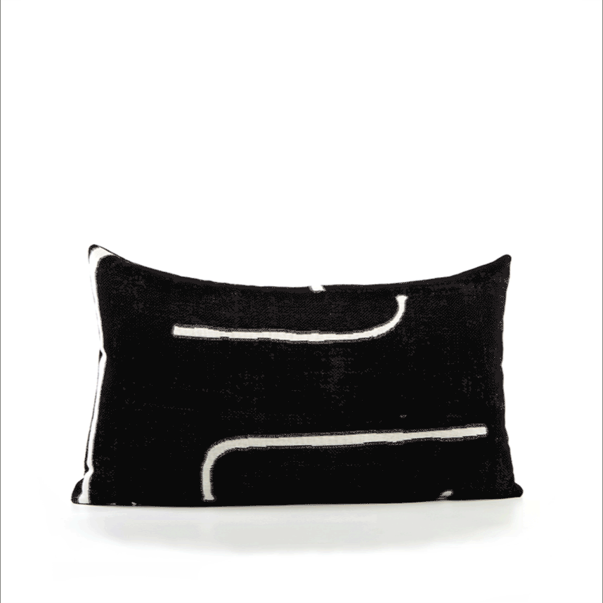 Elaine Smith Instinct Ebony Black 12"x20" Decorative Pillow