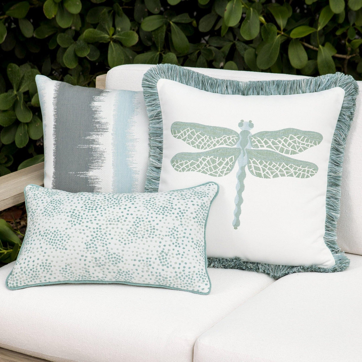 Elaine Smith Dragonfly Surf Light Blue 20"x20" Decorative Pillow