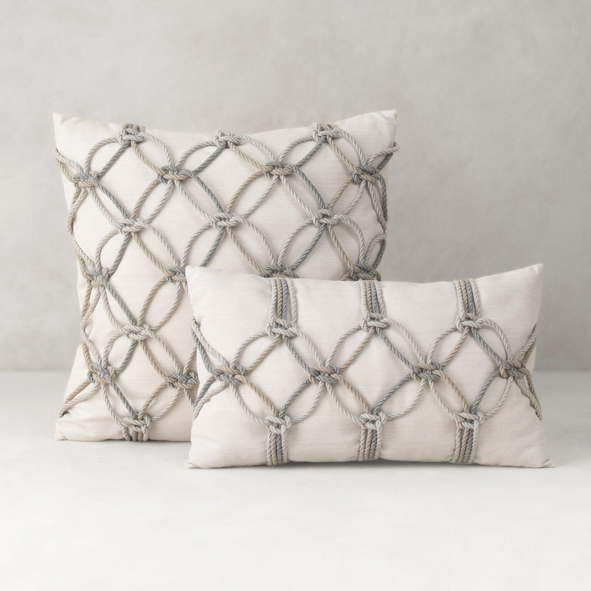 Elaine Smith Grigio Rope Beige 20"x20" Decorative Pillow