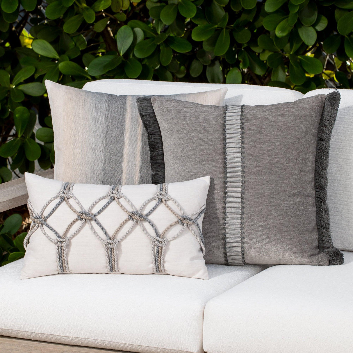 Elaine Smith Grigio Rope Beige 12"x20" Decorative Pillow