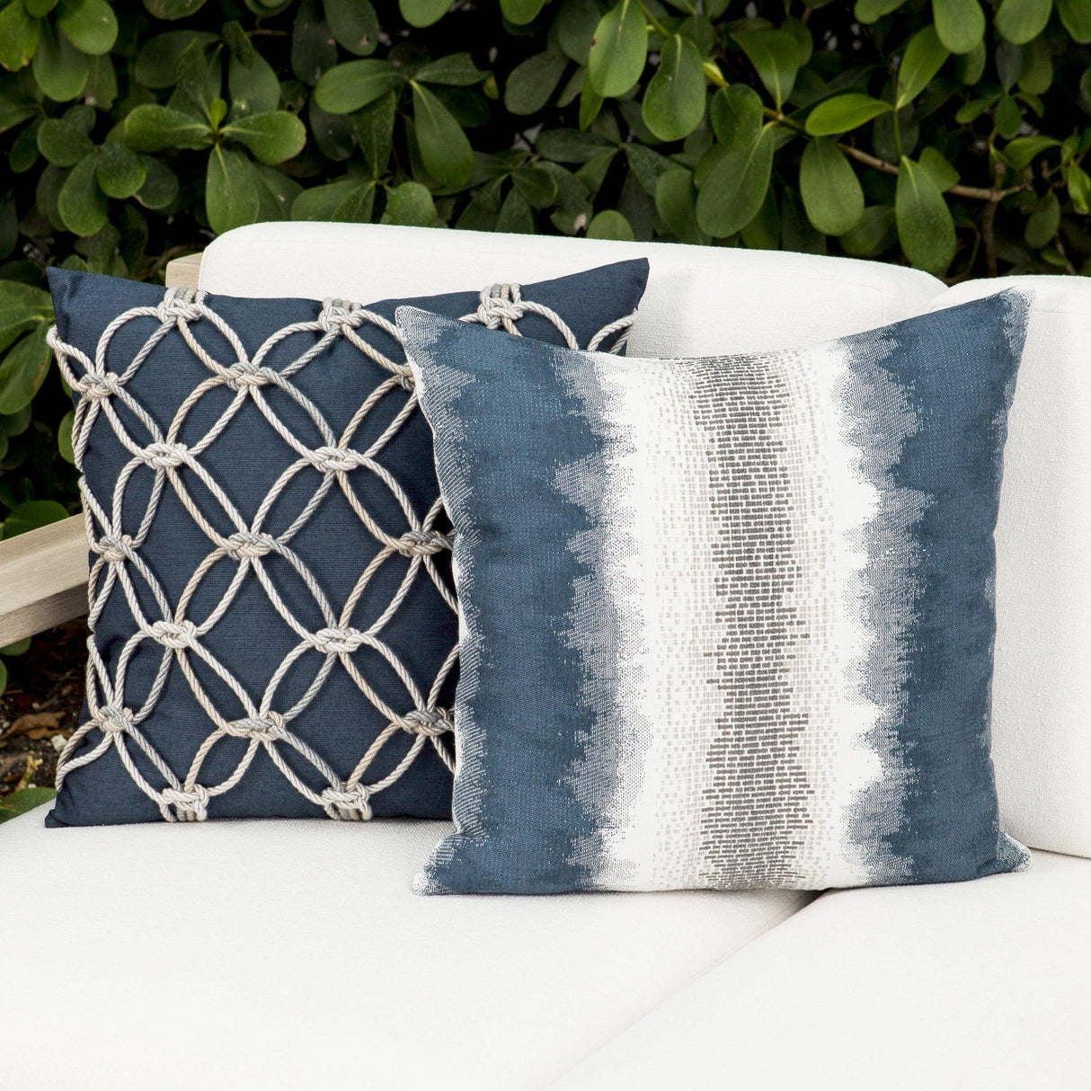 Elaine Smith Indigo Rope Deep Blue 20"x20" Decorative Pillow