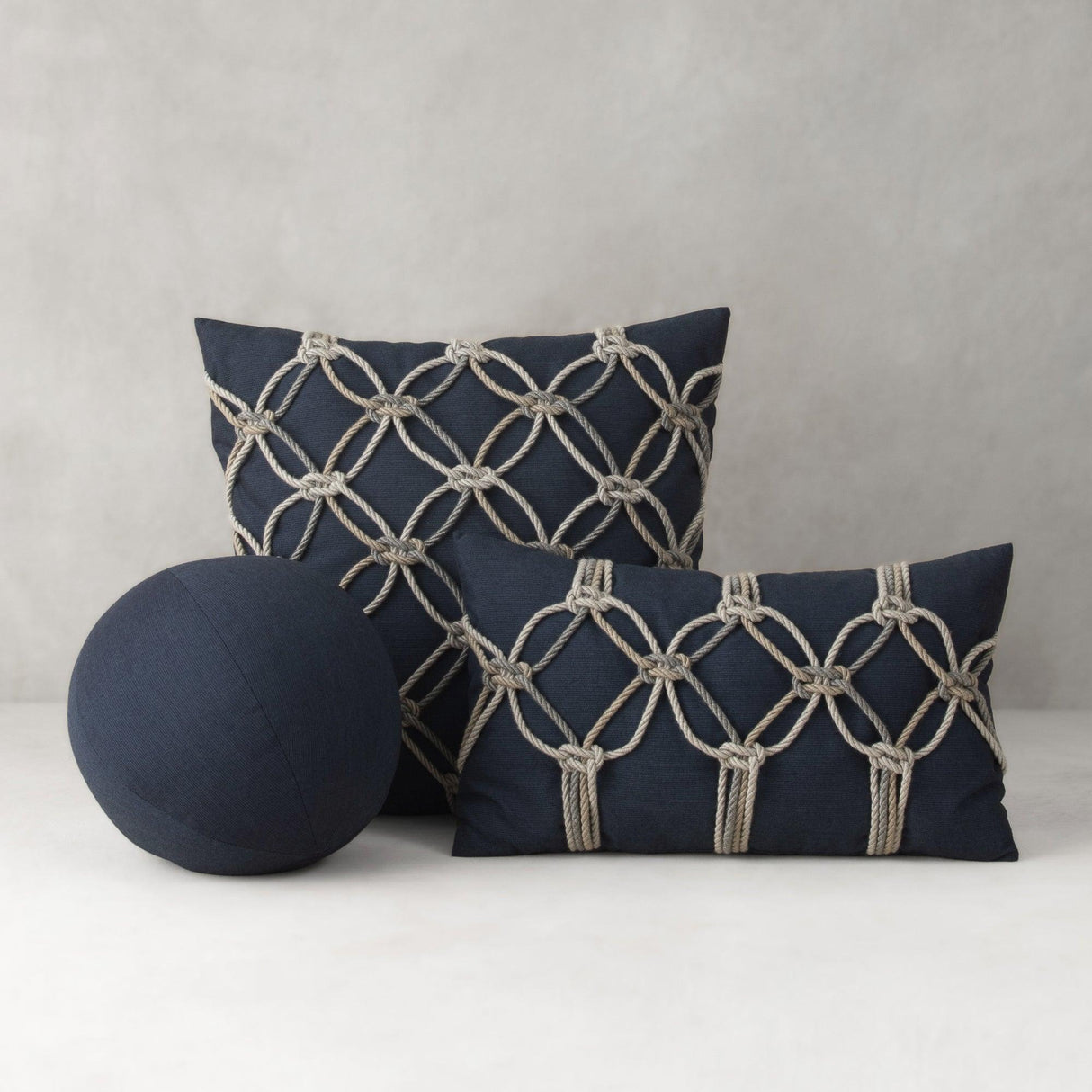 Elaine Smith Indigo Rope Deep Blue 20"x20" Decorative Pillow