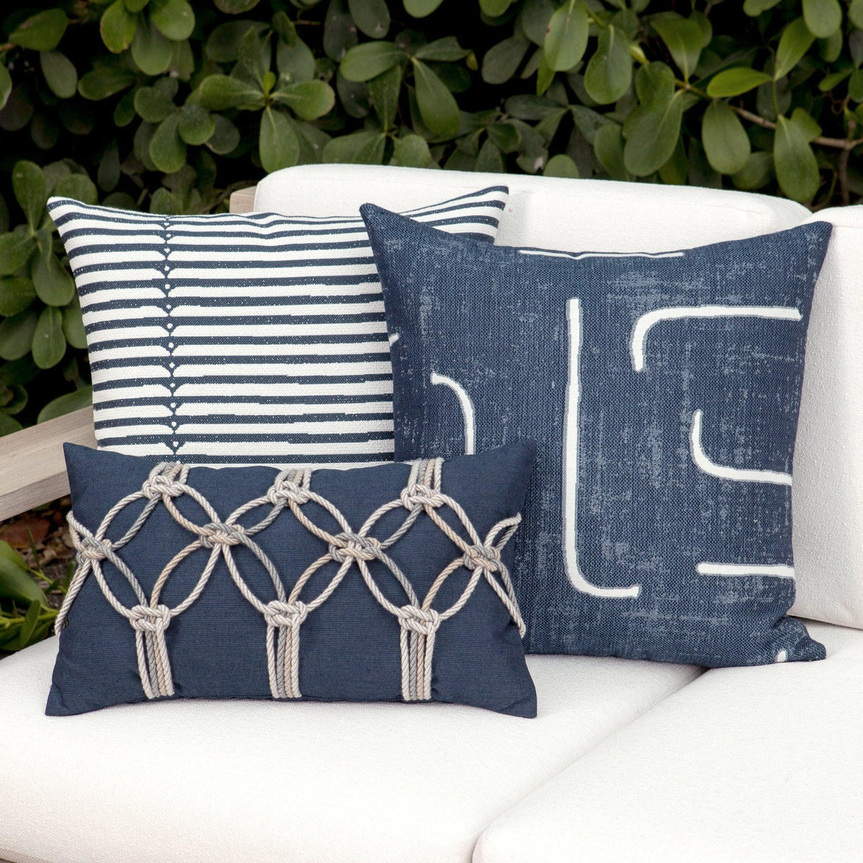 Elaine Smith Indigo Rope Deep Blue 12"x20" Decorative Pillow
