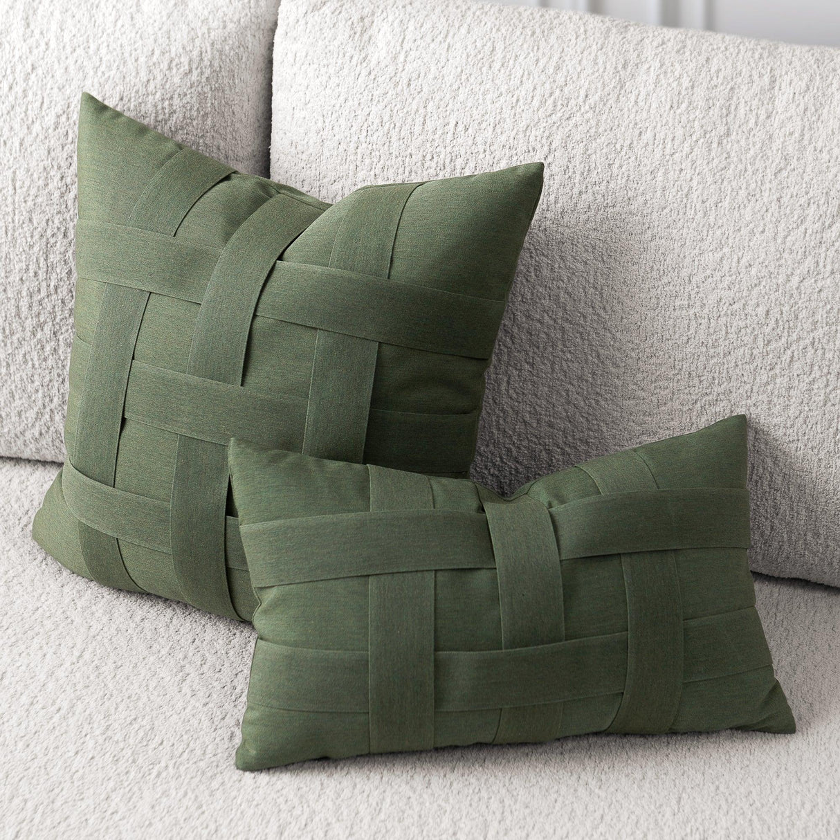 Elaine Smith Basketweave Fern Green 12"x20" Decorative Pillow