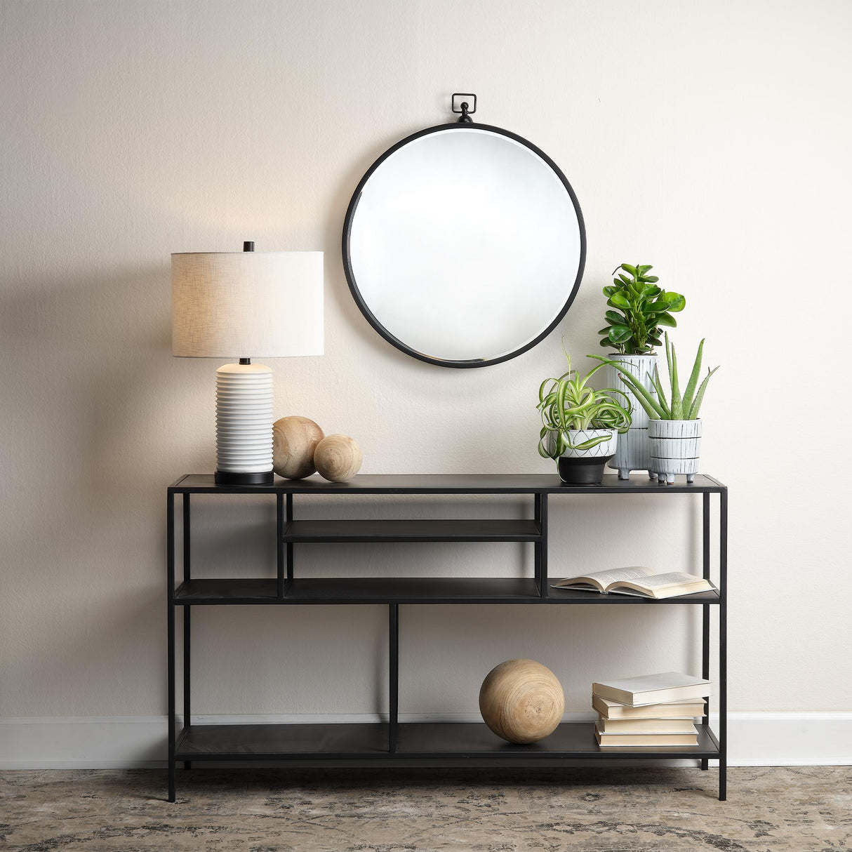 Jamie Young Element Shelved Console Iron Table