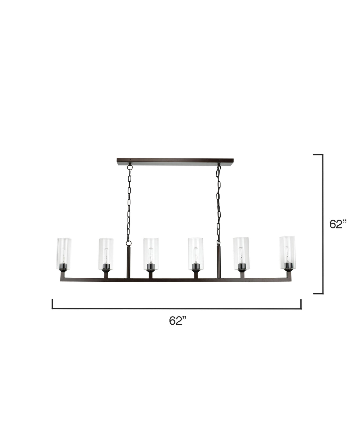 Jamie Young Linear 6-Light Steel Chandelier, Bronze