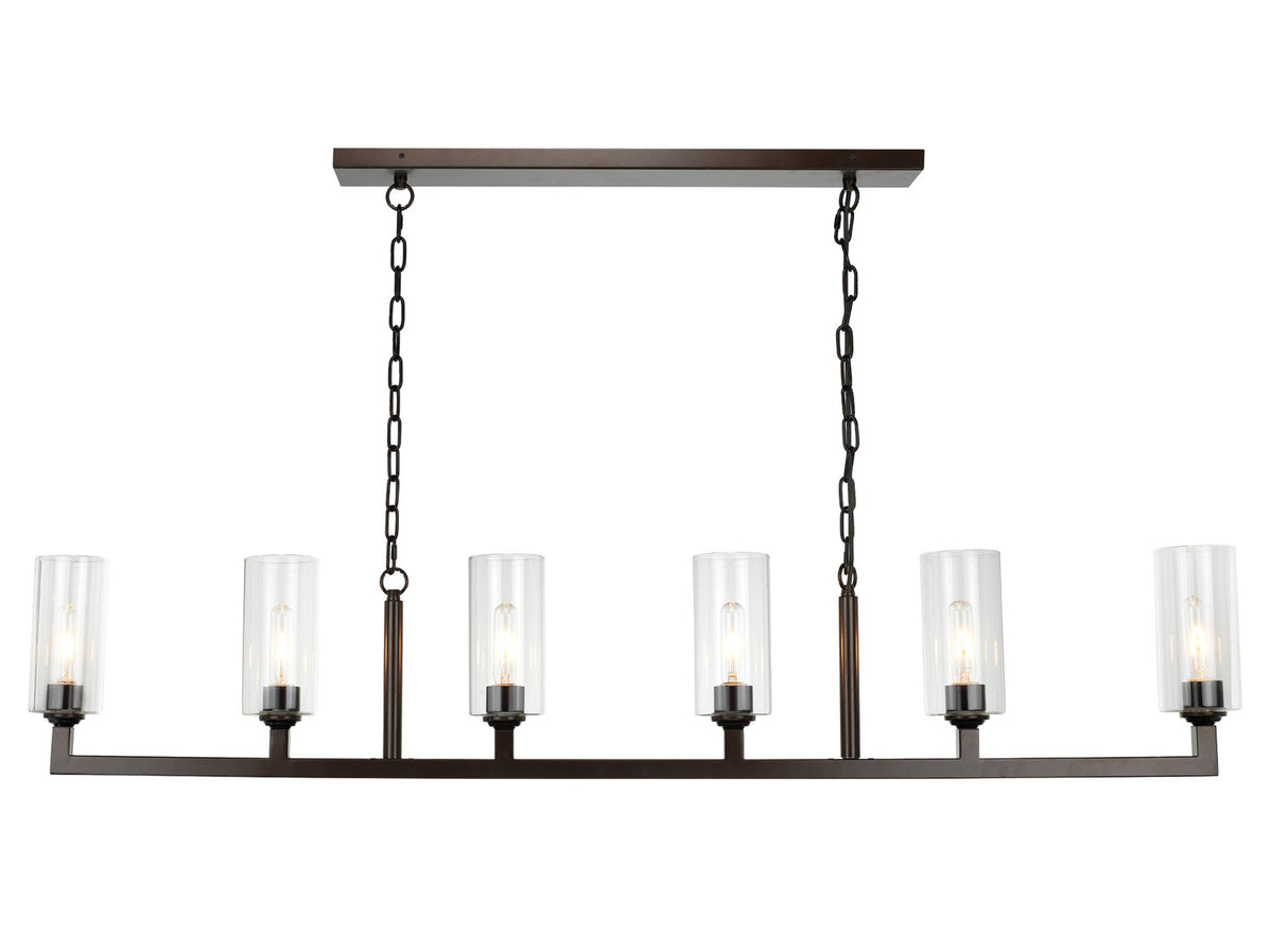 Jamie Young Linear 6-Light Steel Chandelier, Bronze