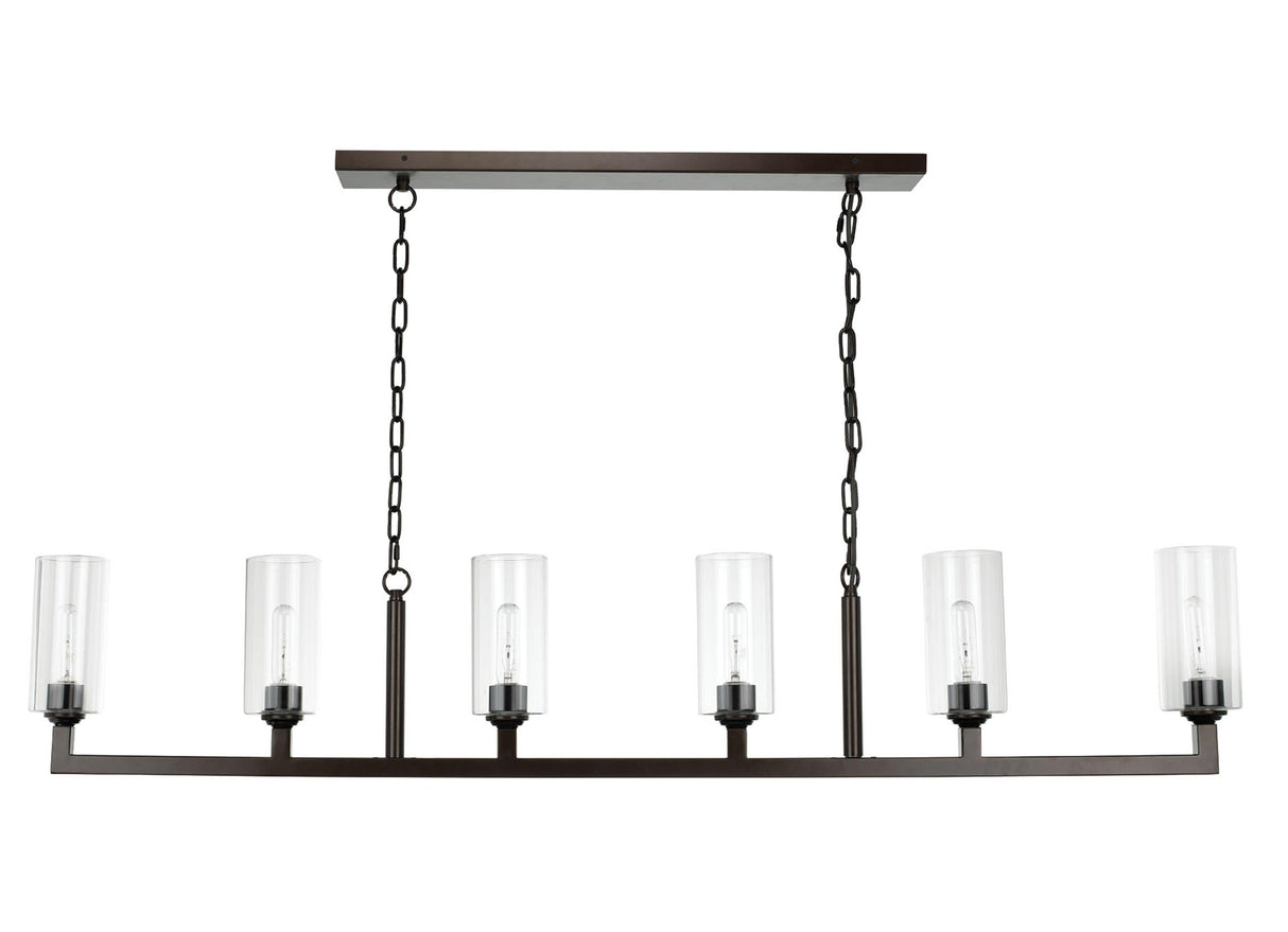Jamie Young Linear 6-Light Steel Chandelier, Bronze