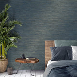 Brewster Home Fashions Faux Grasscloth Navy Wallpaper