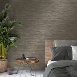 Brewster Home Fashions Faux Grasscloth Charcoal Wallpaper