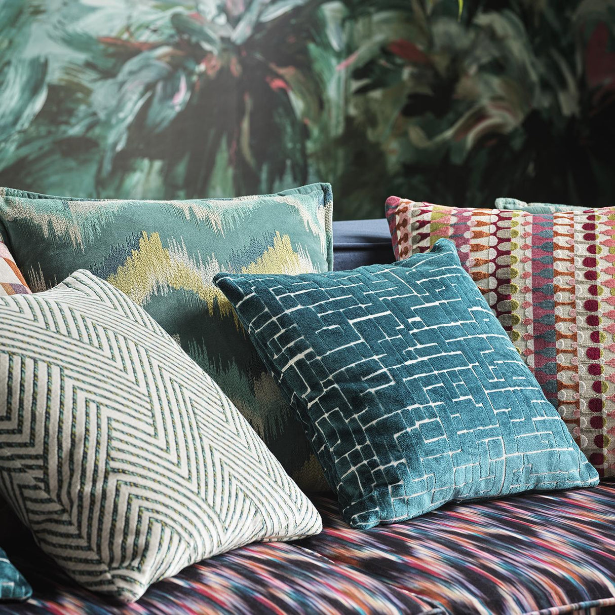 Clarke & Clarke MELANGE MAGENTA PEACOCK Upholstery Fabric