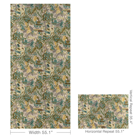 Lee Jofa CHRYSTIE PRINT MOSS/FOG Fabric