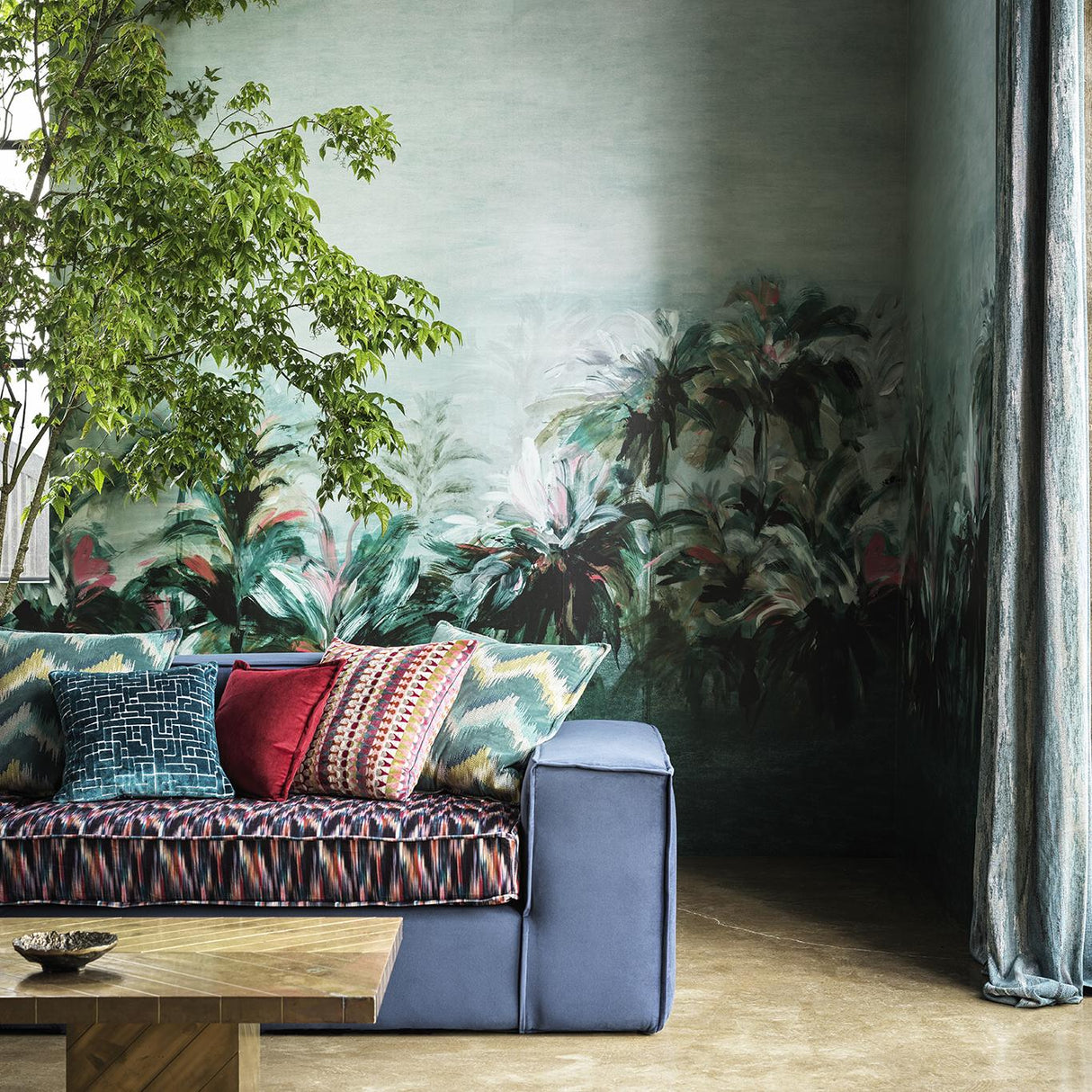 Clarke & Clarke ALBERI TEAL/FUCH BANNER Wallpaper