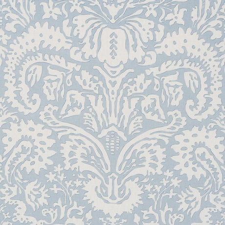 Schumacher Suffolk Damask Blue Fabric