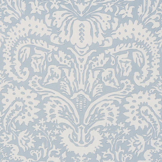 Schumacher Suffolk Damask Blue Fabric