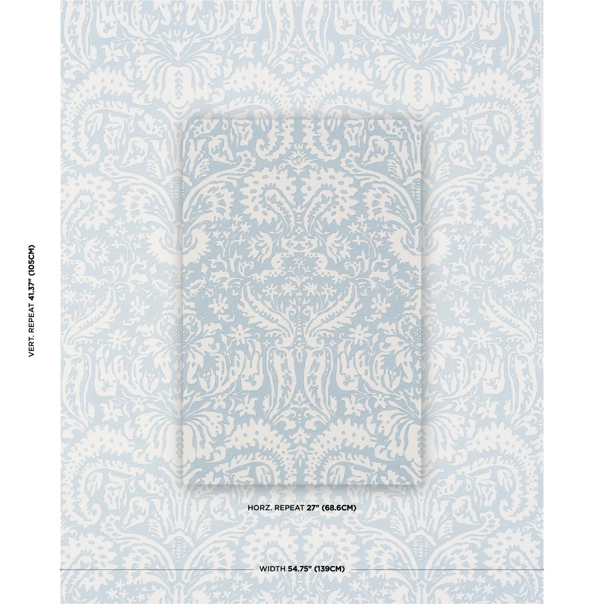 Schumacher Suffolk Damask Blue Fabric