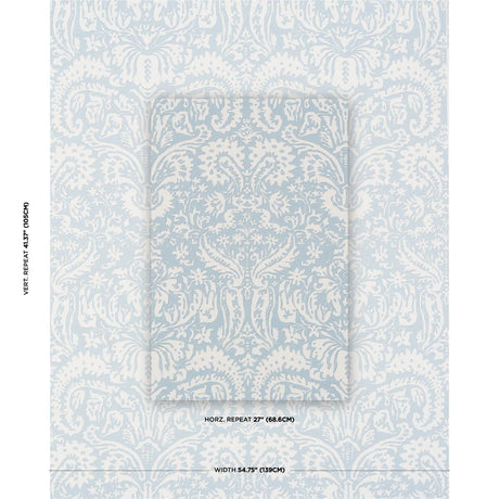 Schumacher Suffolk Damask Blue Fabric