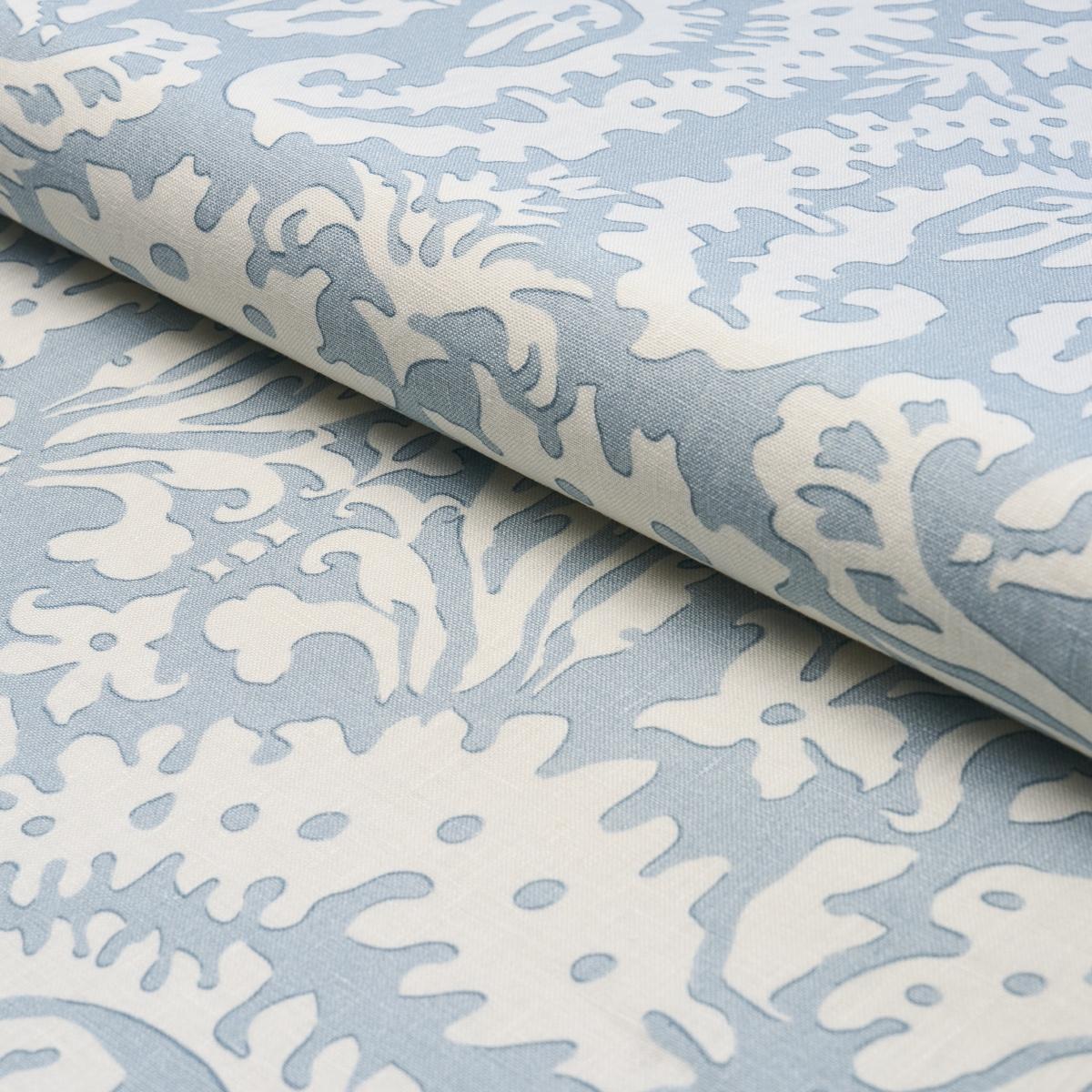 Schumacher Suffolk Damask Blue Fabric