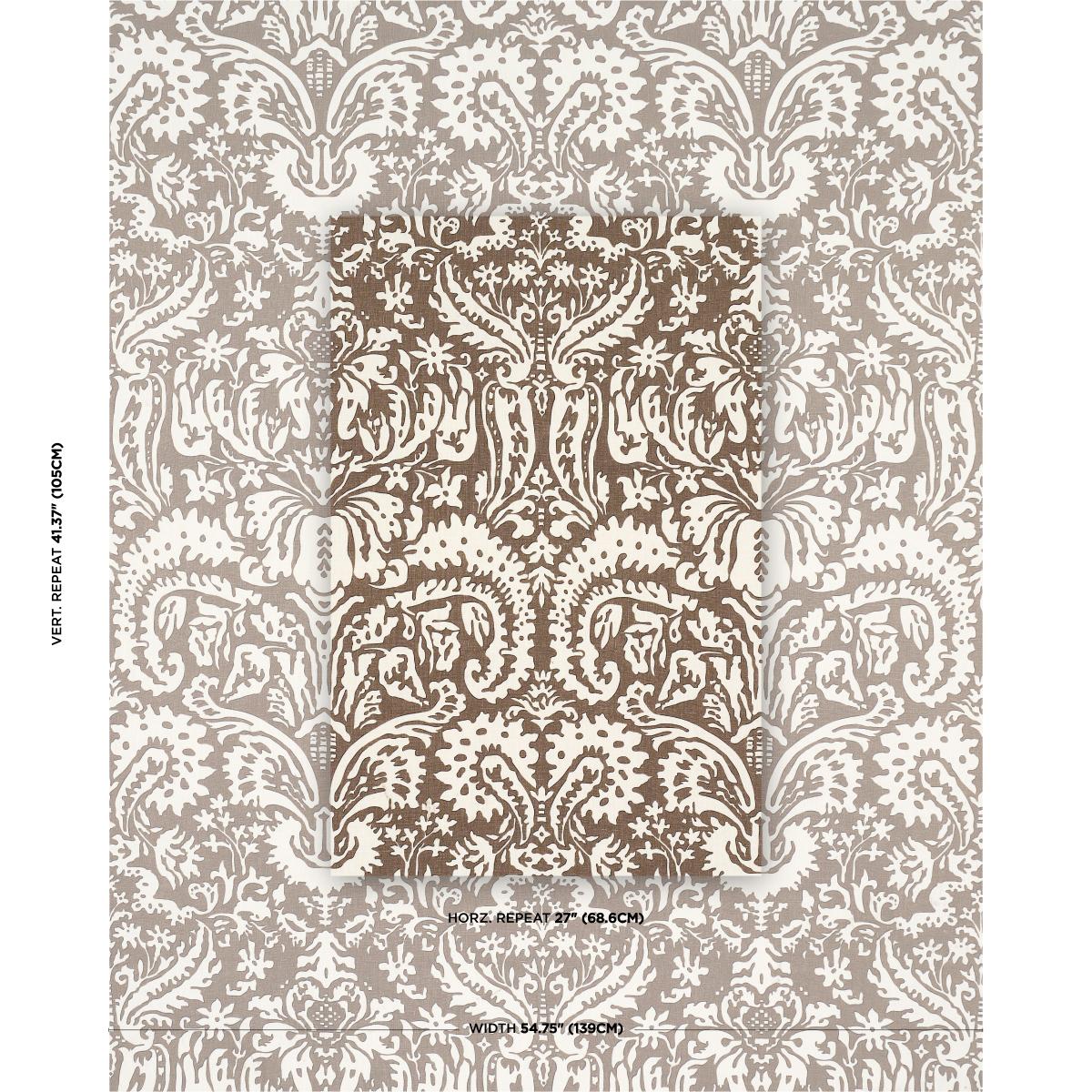 Schumacher Suffolk Damask Brown Fabric