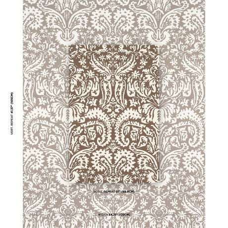 Schumacher Suffolk Damask Brown Fabric