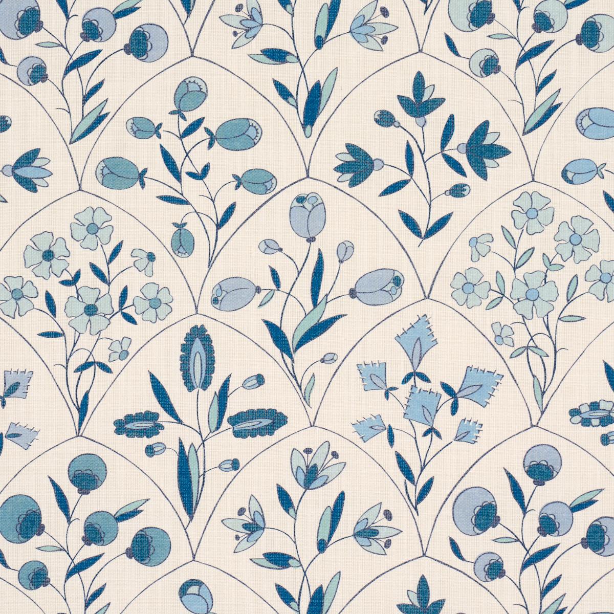 Schumacher Frances Floral Indoor/Outdoor Blues Fabric