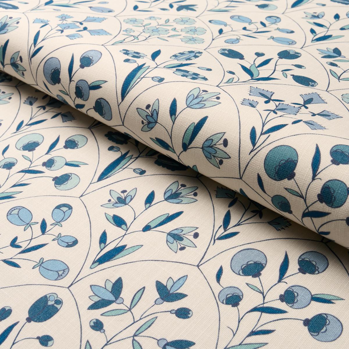 Schumacher Frances Floral Indoor/Outdoor Blues Fabric