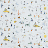 Schumacher Joana Avillez'S Street Scenes Multicolor On Sky Blue Fabric