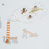 Schumacher Joana Avillez'S Street Scenes Multicolor On Sky Blue Fabric