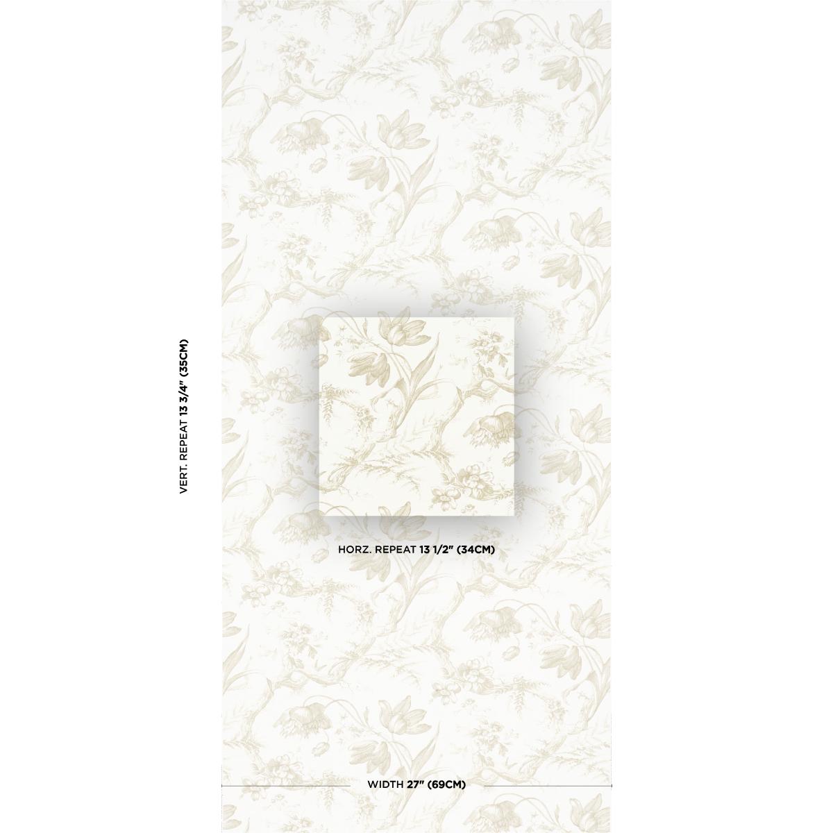 Schumacher Toile De Fleurs Birch Wallpaper