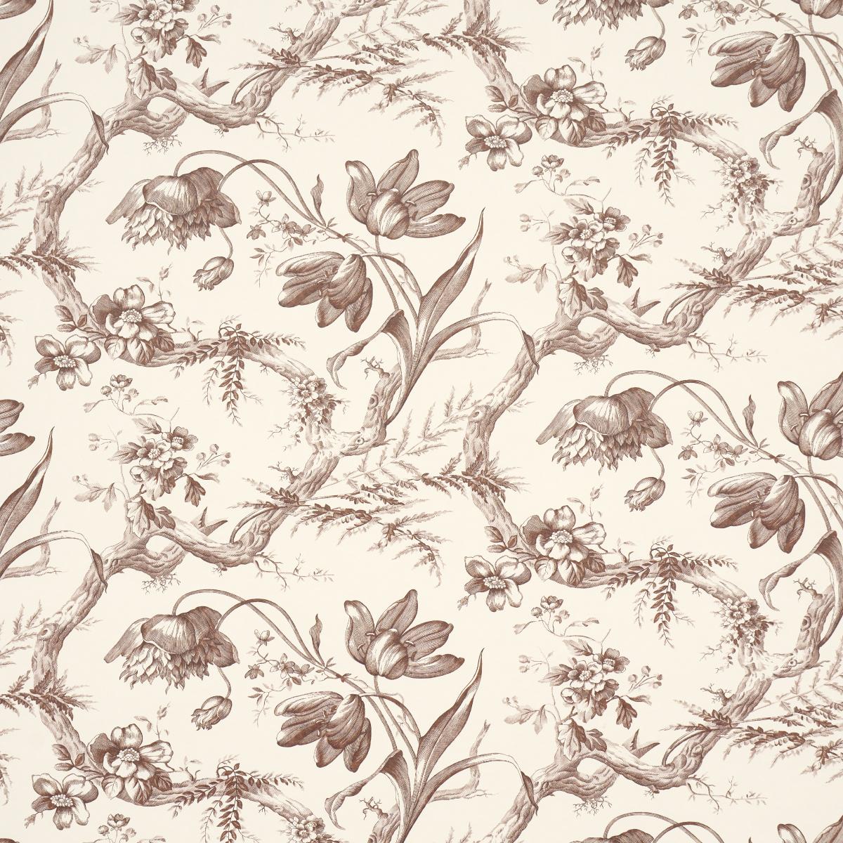 Schumacher Toile De Fleurs Fawn Wallpaper