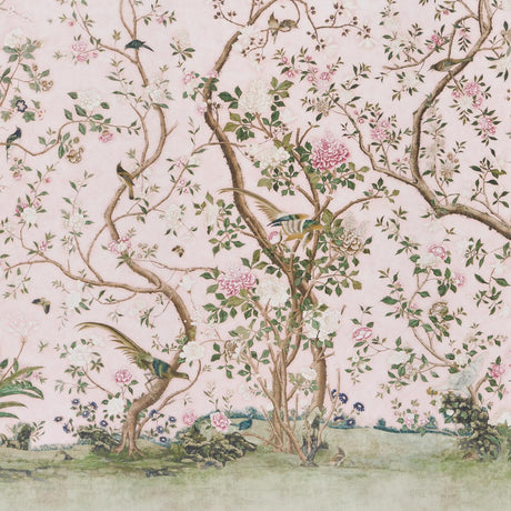 Schumacher Les Oiseaux Panel Set Blush Wallpaper